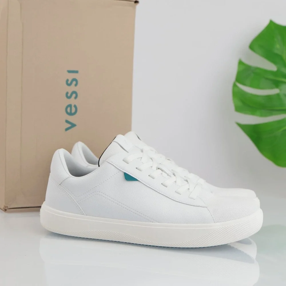 Vessi Womens Soho Sneaker Size 9 Waterproof White Vegan Leather Lace Up Shoe Low